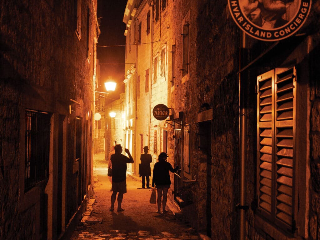 Nighttime street in Croatia