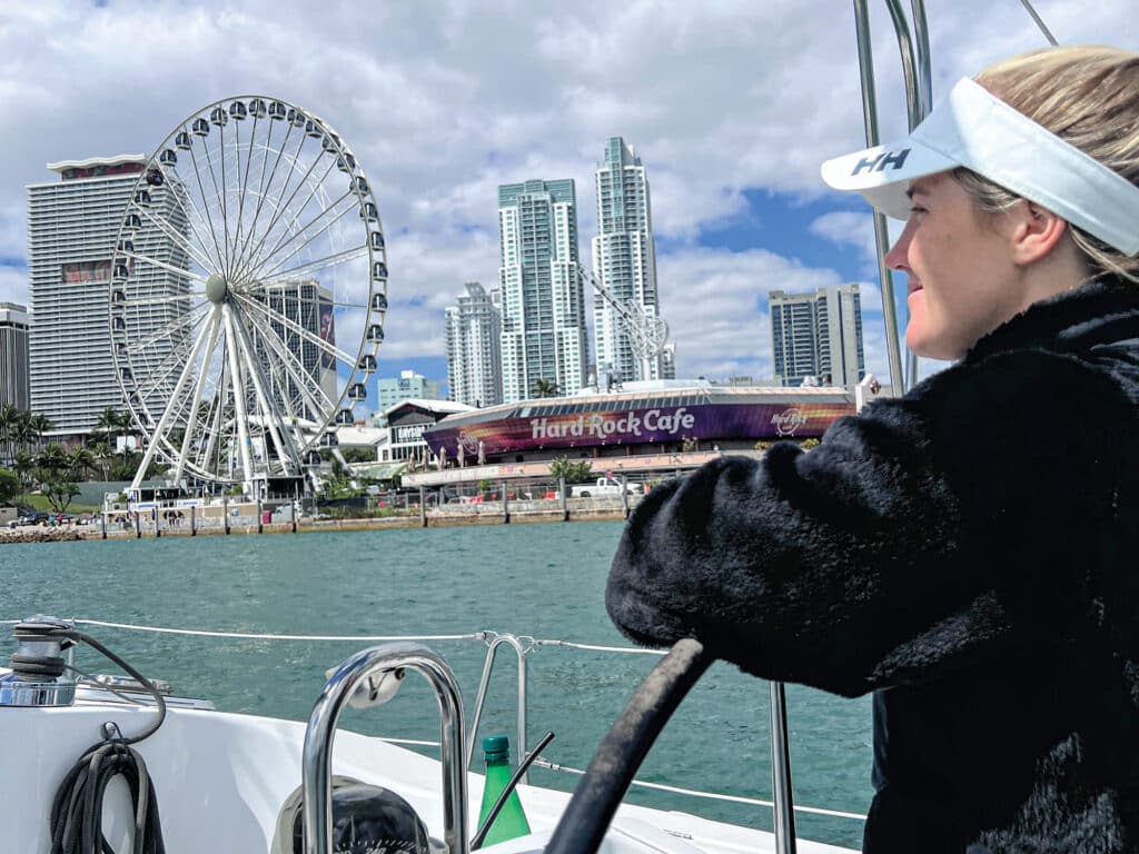 Kim sailing in Miami