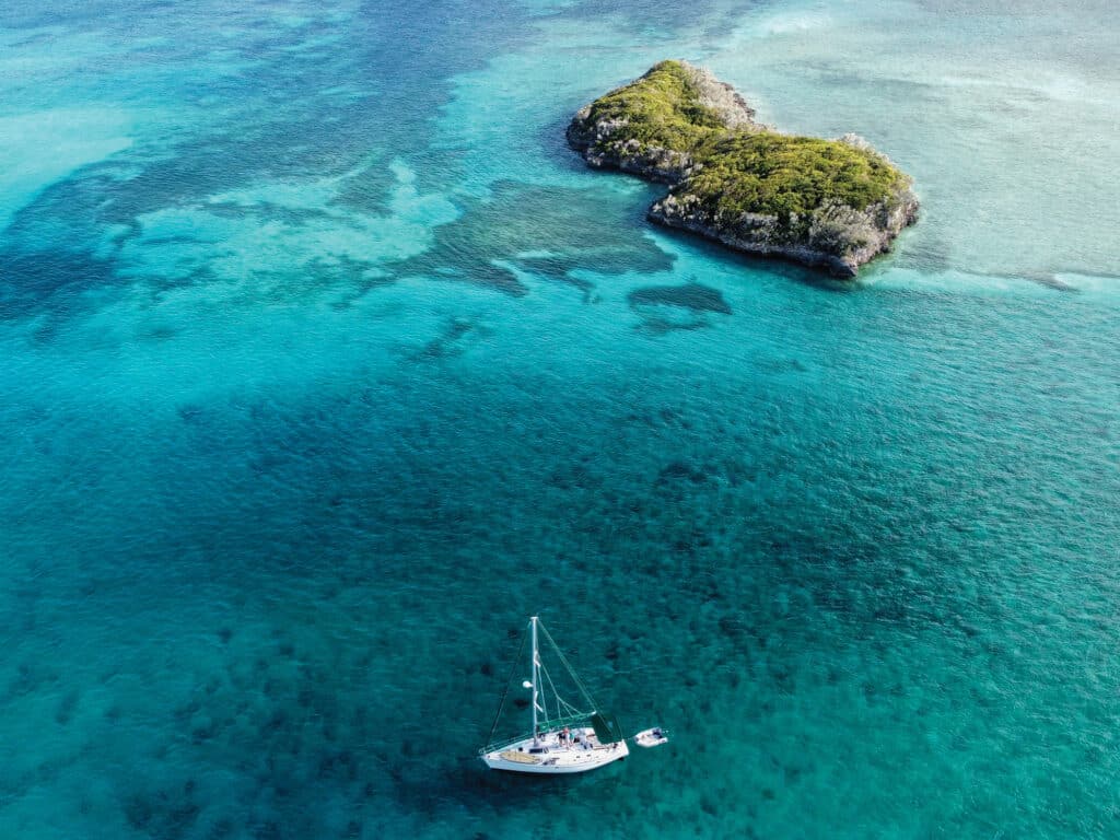 Drone shot of La Reine in the Berry Islands