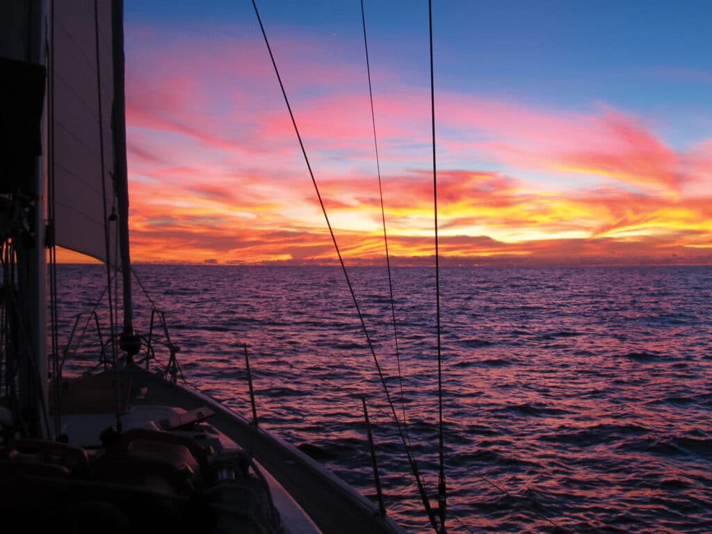 Sunset view from a sailboat