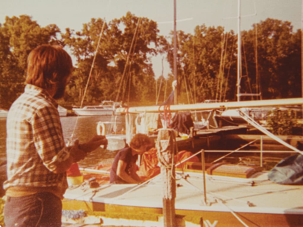 Tim Jackett with his first boat design