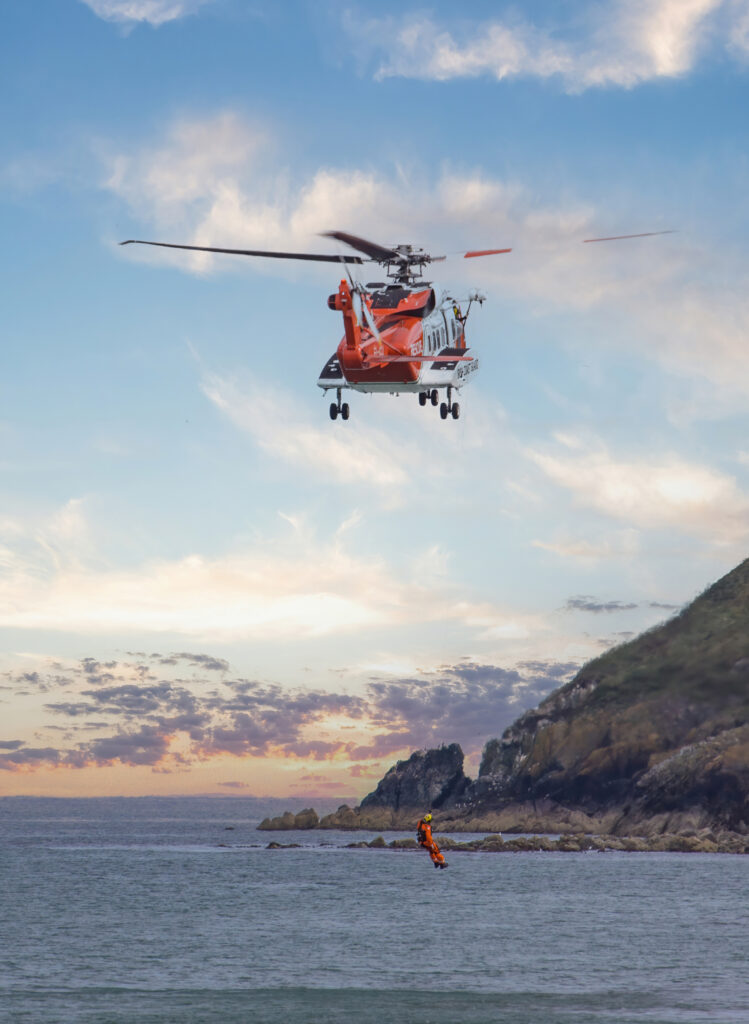 Summertime at Bray seashore, Irish Coast Guard in action at sea