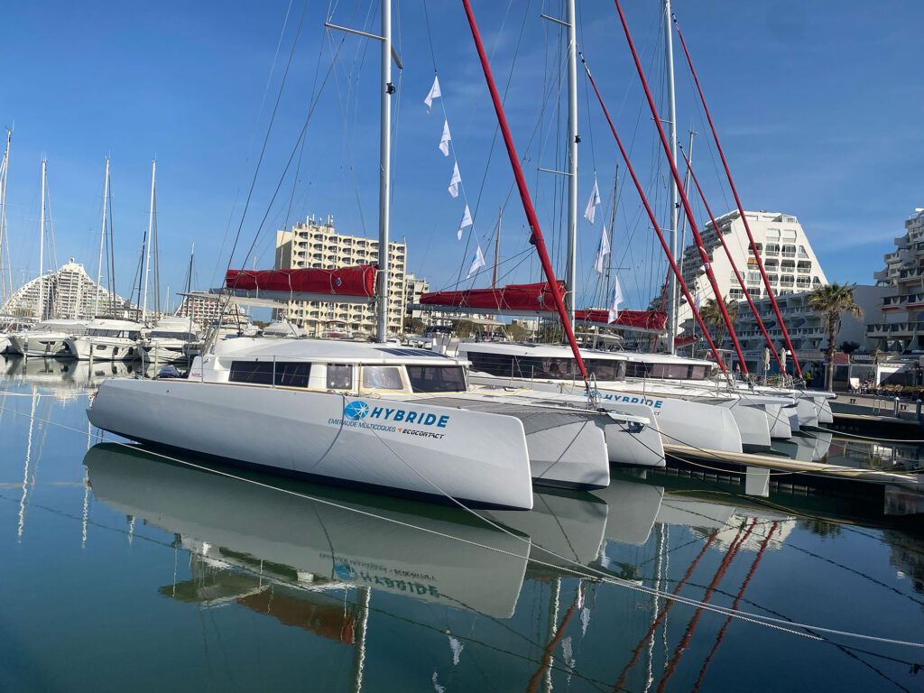 Multiple Neel Trimarans at the dock