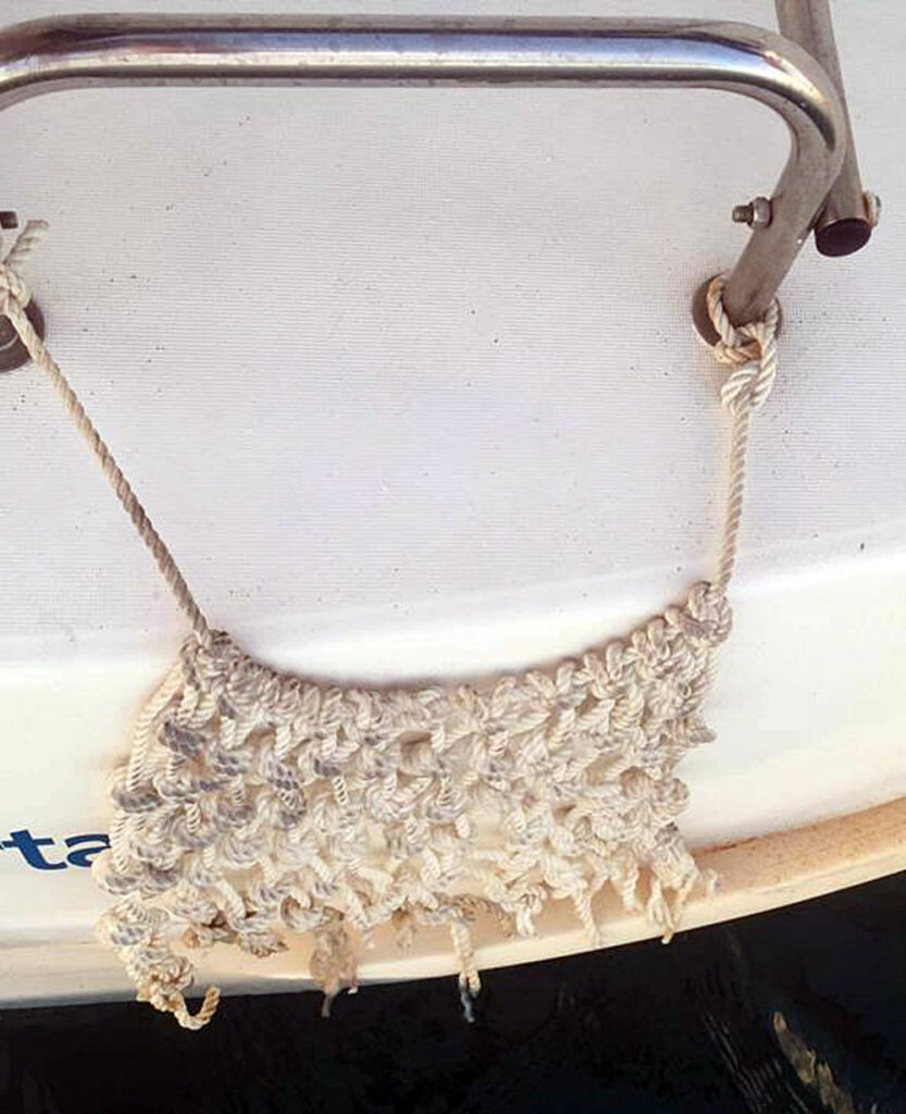 self-rescue tools draped over the side of a boat