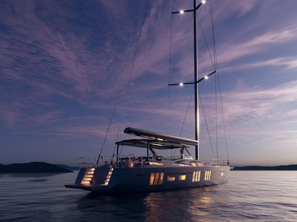 Rendering of the Oyster 805 at night