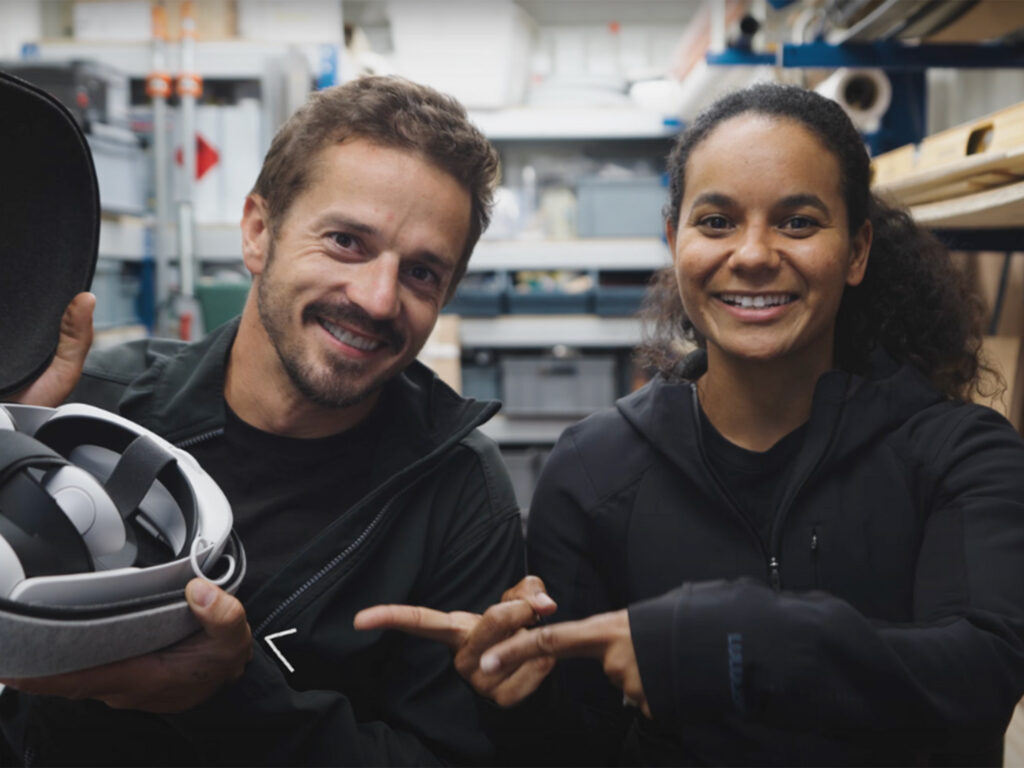 Dan Deckert and Kika Mevs with VR headset