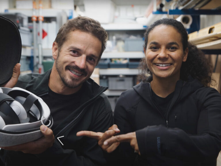 Dan Deckert and Kika Mevs with VR headset