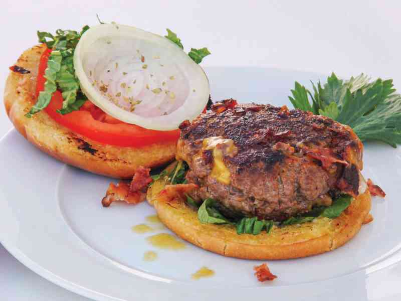 Stuffed bacon-cheddar burger