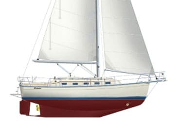 The new Island Packet Estero looks a lot like its cream-colored sibling, only smaller.