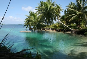 The Grahams' tranquil anchorage in the Palmyra Atoll.