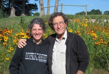 cb0819 368 Tania and Ernst Aebi take a break from chores on his farm, in Corinth, Vermont.