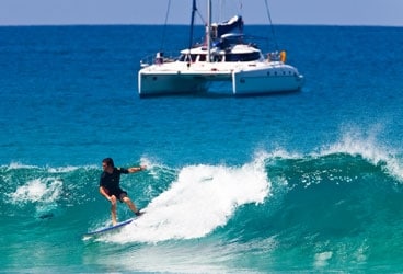 culebra 368 With many of Culebra¿s best surf spots accessible only by boat, the surf-charter crew enjoyed only each other¿s company. Here, in one of the smaller bays, the big cat was just a short paddle away.