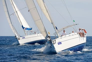 kick back 368 Bareboats stripped of their biminis and dodgers are kitted out for competition as they spar in Sir Francis Drake Channel off Tortola, in the British Virgin Islands.