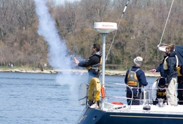 Emergency training with the Coast Guard on Narragansett Bay.