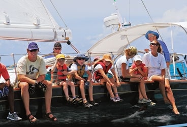 sailing boatbuilders 368 With a predominantly family crew at Antigua Sailing Week, Cuyler Morris (Morris Yachts) steers his Morris 48, Firefly.