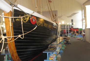 Zartman- Provincetown library Provincetown children’s library has a half size schooner model.