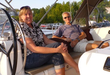 Sailing Apostle Islands Robin and Mick Groszko are celebrating retirement with a crewed charter through the Apostle Islands aboard Windwalker, a Jeanneau Sun Odyssey 509.