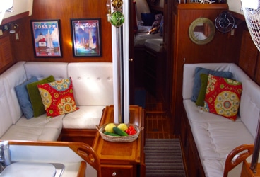 Windtraveler- boat interior Asante, a Brewer 44, has an inviting, cozy cabin.
