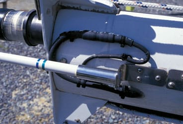 Antenna Cables exposed to the elements, as this coax is at the masthead, last longer if they’re shielded, even if only by U.V.-resistant electrical tape.