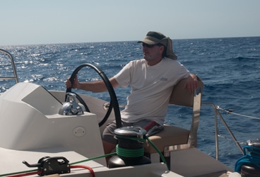 Yours truly—happy to be sailing.