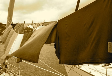 Windtraveler- laundry Check the weather before hanging out the laundry to dry.