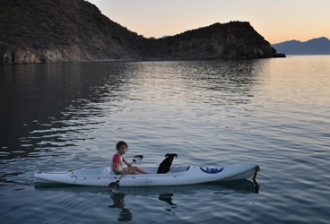 Frances and Bean kayaking.