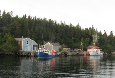 Zartman- Lunenburg, NS Three cabins, two fishing boats, and a skinny little stretch of water provided the entire New Harbor experience.