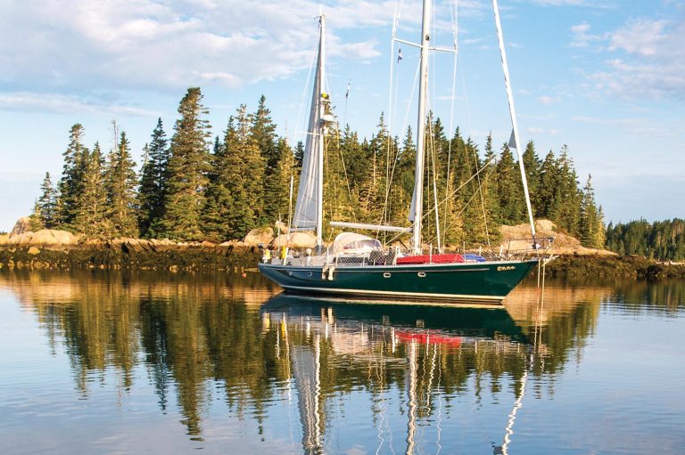 The Bowman 57 Searcher is as pretty as a picture nestled off Turnip Island.