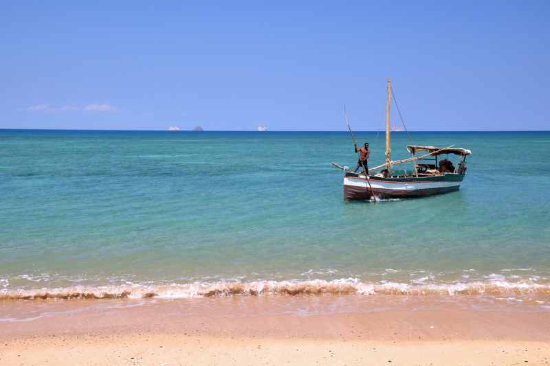 small boat off the coast of Madagascar