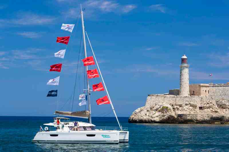 Cruising Worlds Parade of Boats into Havana harbor