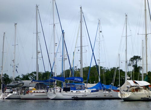 Bocas del Toro, Panama Cruising boats line the docks in Bocas del Toro but there’s plenty of room for more.