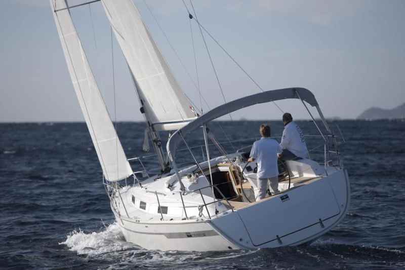 Bavaria Cruiser 32 Specs: LOA: 32' 9" (9.98 m.); LWL: 29' 0" (8.84 m.); Beam: 11' 3" (3.43 m.); Draft: 4' 11" (1.50 m.); Sail Area (100%): 492 sq. ft. (45.7 sq. m.); Ballast: 2,866 lb. (1309 kg.); Displacement: 11,464 lb. (5,200 kg.); Ballast/DL: .25; D/L: 210; SA/D: 15.5; Water: 40 gal. (151 l.); Fuel: 40 gal. (151 l.); Mast Height: 49' 0" (14.94 m.); Engine: Volvo-Penta 27hp with saildrive; Designer: Farr Yachts / BMW DesignWorks USA; Price: $133,928; Company name: Bavaria Yachts USA, (410) 990-0269, www.bavariayachts.com