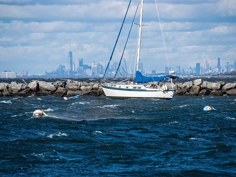 Anchored at sea