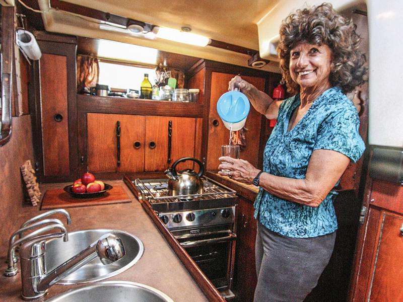 Carolyn pouring hot water
