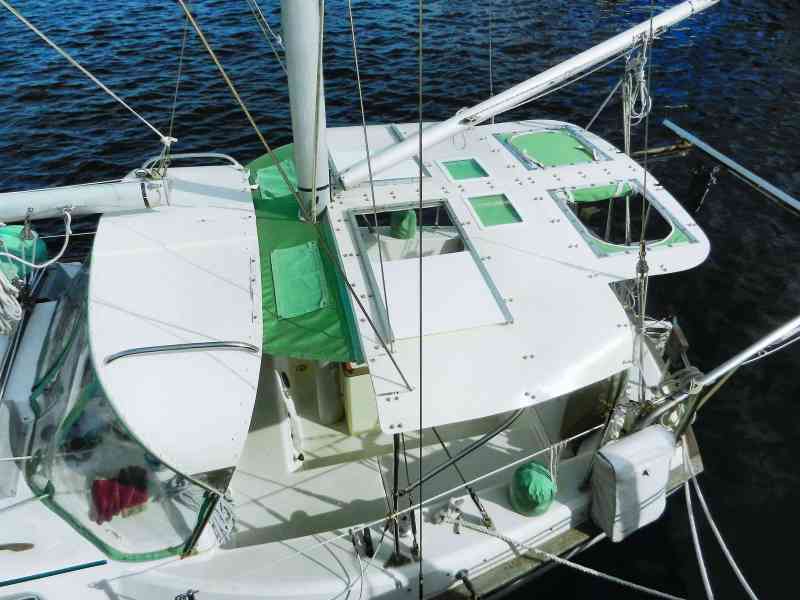 Once the bimini panels were connected to the stainless backbone, the entire structure was secured to the frame using U-bolts.