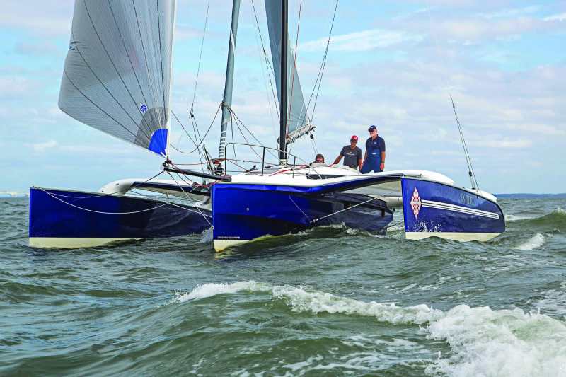 Foldout arms give the Dragonfly 32 lots of stability and keep the boat sailing fast and flat as the breeze builds.
