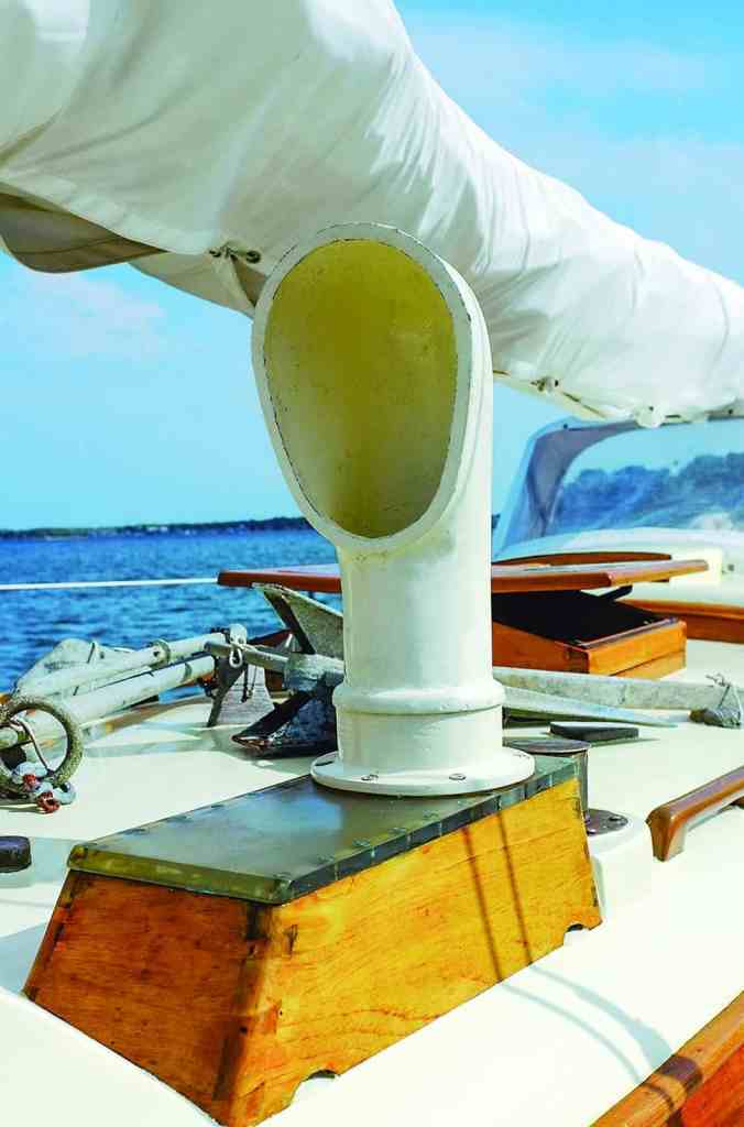 The original dorade vent was invented for the yacht Dorade, designed by Olin Stephens and still going strong today. The tall vent stands well above deck; because of its height, the vent’s box only has to absorb and remove rain and spray, which isn’t a problem because the box’s drain holes are large and more than adequate.