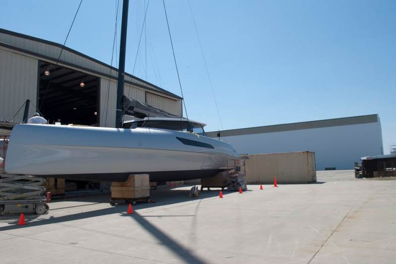 Gunboat Catamarans Factory Tour Gunboat 55 hull Number One, "Vanquish"