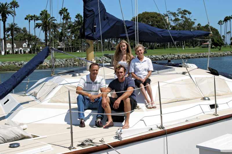 Bilbray Family The Bilbrays — Briana, Karen, Brian and Patrick — sit aboard Odysseus, the family’s new trimaran.