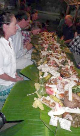 Tongan Feast At a Tongan feast, even the table cloth comes from the islands: banana leaves cover the tables as we sit down for a meal to remember.