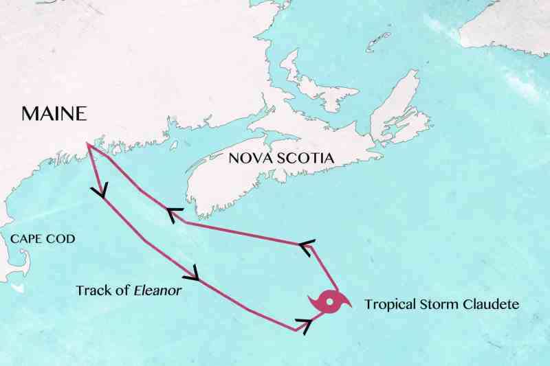 The route of Eleanor's voyage, taken from the YB Tracker shows a "great circle"...but not the real one.