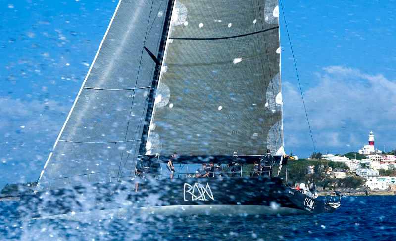 'Ran' the 72ft Judel Vrolik design skippered by Niklas Xennstrom from London UK, crosses the St. David's Lighthouse finish line in the 2010 Newport Bermuda Race. First on corrected time in Class 10, the Gibbs Hill Lighthouse Division, Ran took 10th place among Onion Patch boats in the race, Stage 2 of the Onion Patch Series. Her top performance in the New York YC Annual Regatta and in the Royal Bermuda YC Anniversary Regatta gave Ran first place in the Onion Patch Series and the Henry B. du Pont Trophy.