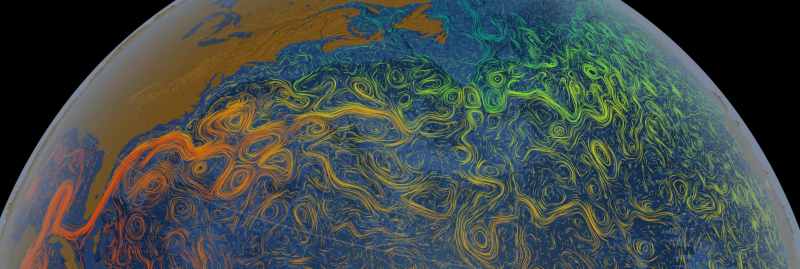 Visualizing the Gulf Stream: ocean flows colored with sea surface temperature data.