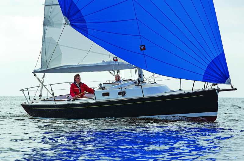 The weekender and daysailer versions of the sleek and peppy Tartan Fantail feature a self-tacking jib for upwind sailing and a retractable sprit for setting an asymmetric spinnaker when sailing off the wind. The nifty carbon pocket boom not only saves weight, it also simplifies dousing and stashing the mainsail.