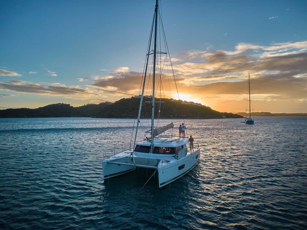Dream Yacht Charter catamaran during sunset