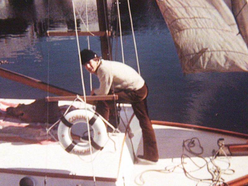 Fatty Goodlander on a sailboat