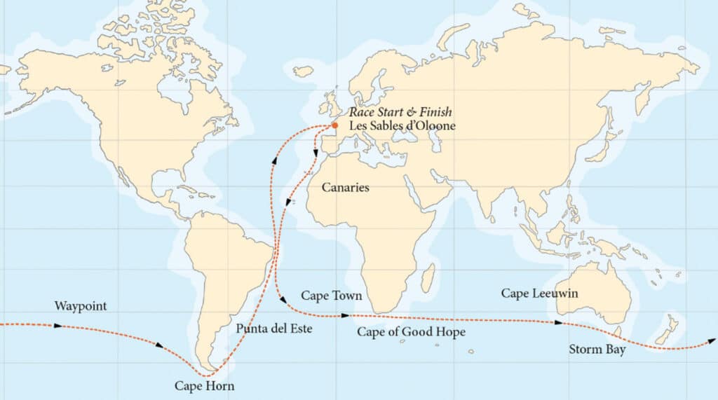 Map of the Golden Globe Solo Around The World Race
