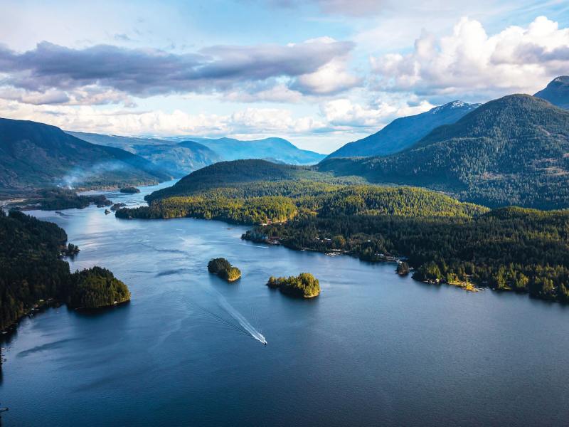 Skookumchuck Narrows with Sechelt Inlet in the Background. Taken Skookumchuck Narrows with Sechelt Inlet in the Background. Taken North of Sunshine Coast, British Columbia, Canada, during a cloudy evening.