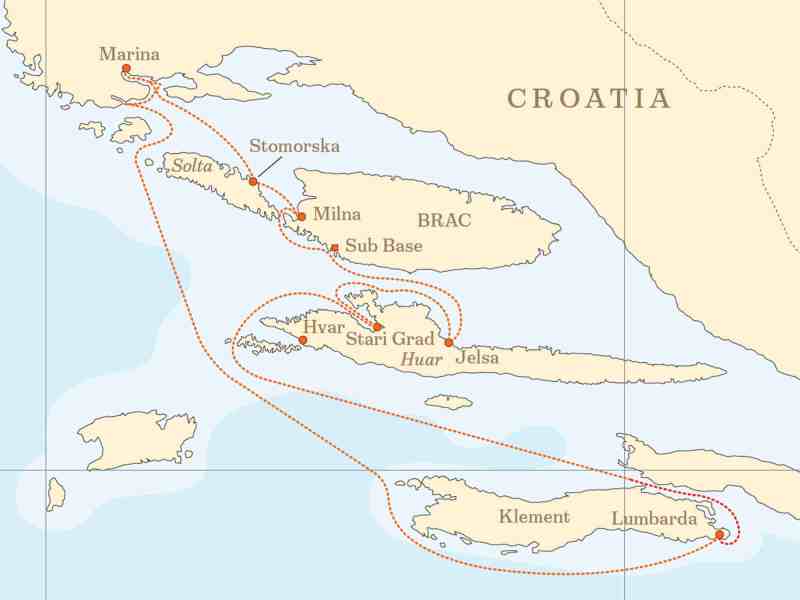 map of Croatia route