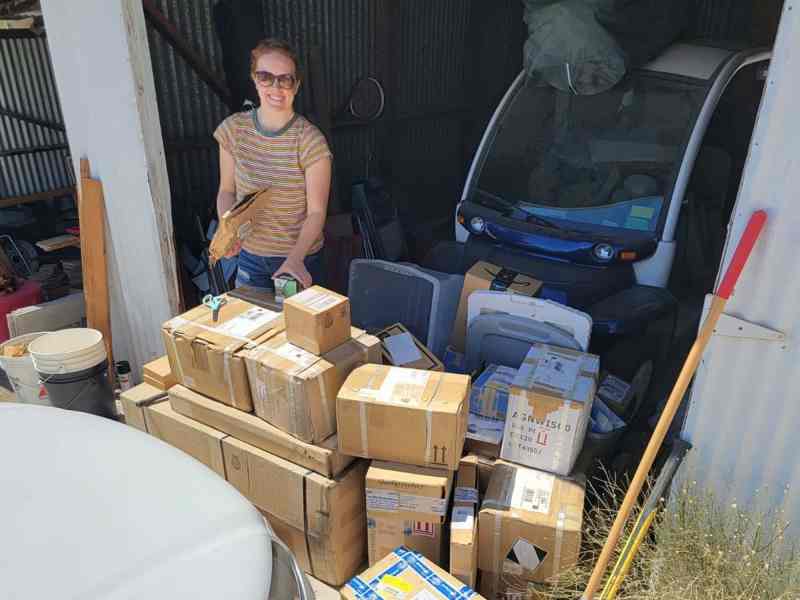 Rachel with parcel deliveries